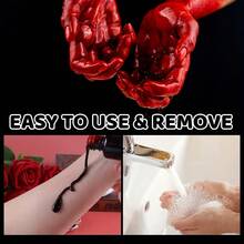 3 件套挤压瓶假血万圣节身体化妆套装，可水洗新鲜、古老和深色 SFX 假血 - 非常适合吸血鬼、僵尸、小丑和角色扮演 - 逼真的凝血效果 - SFX Makeup Kit 2 - 查看 4