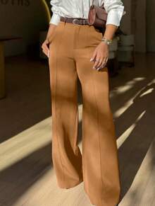 Straight-Leg, Wide-Leg Suit Pants. Floor Length - Màu Khaki - Xem 1
