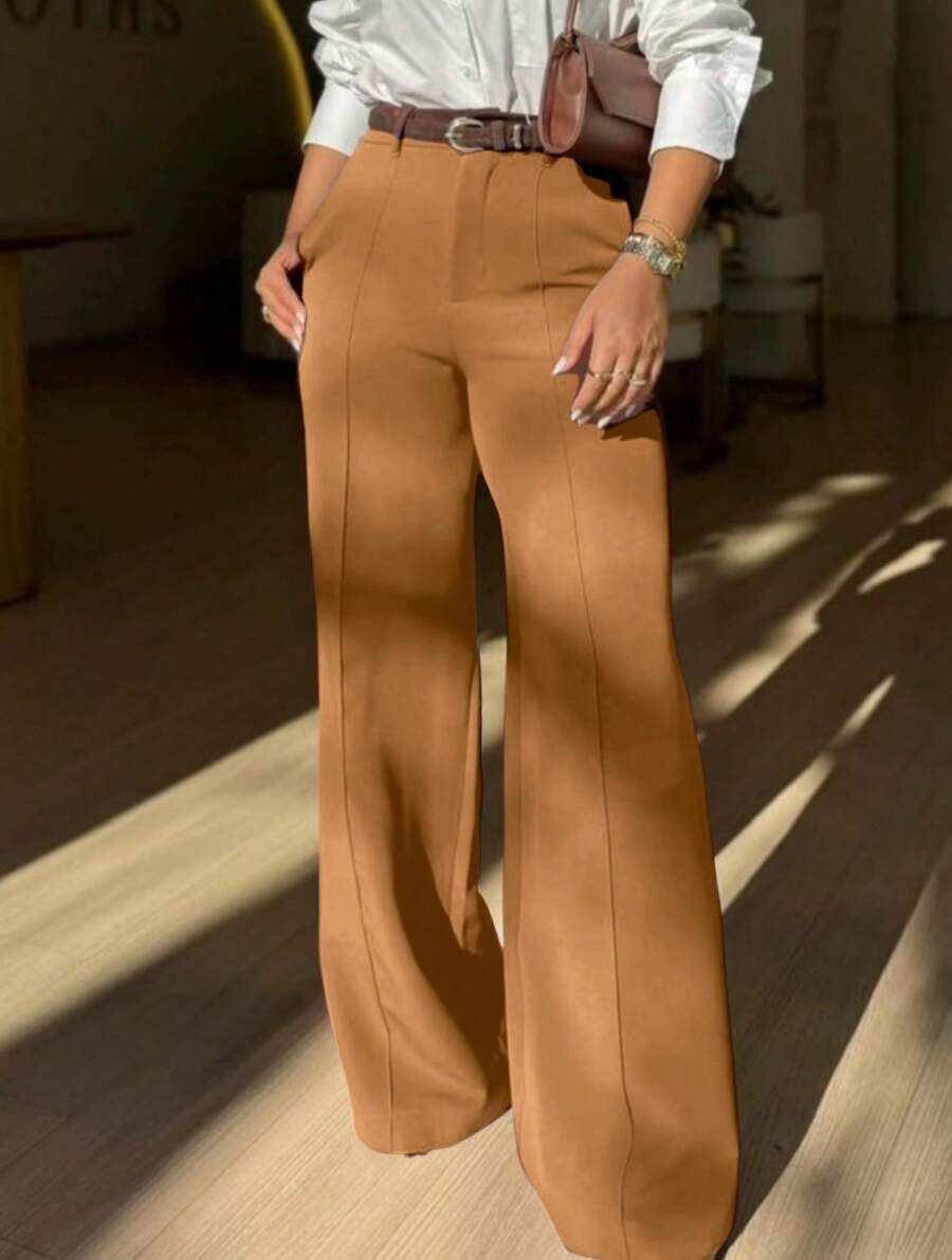 Straight-Leg, Wide-Leg Suit Pants. Floor Length - Màu Khaki - Xem 1