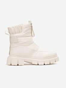 Women's Chunky Platform Snow Boots Casual Winter - Beige - View 3