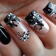 Dark Gothic Floral Western Press-On Nails - Edgy-Sweet IG-Inspired Removable