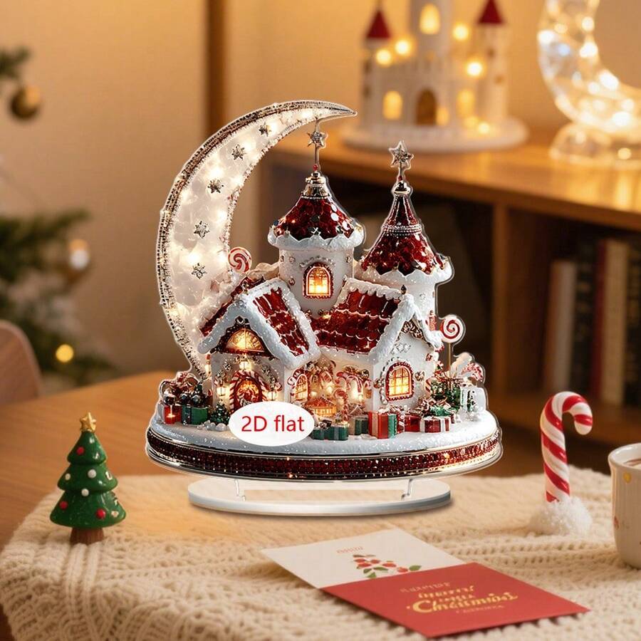 1 pièce/3 pièces Décoration de bureau d'hiver de Noël, acrylique plat 2D - Convient pour les chambres, les salons, les chambres à coucher, les salles d'étude, la décoration de bureau, les cadeaux de Noël, les fêtes à thème de vacances, etc.