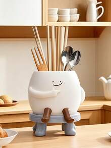 1个可爱卡通人物厨房用具架，多功能木制餐具收纳架，带沥水设计，可爱的台面收纳方案，可放置筷子、勺子、叉子，时尚的厨房装饰配件，非常适合早餐角、家庭厨房和咖啡馆，节省空间的餐具架，送给厨房爱好者的礼物 - 彩色 - 查看 19