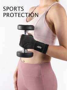 JINGBA SUPPORT 1pc Breathable Knitted Wrist Guard & Palm Protector - Hand Protection, Adjustable Strap, Suitable For Weightlifting And Cycling, Unisex - Black - View 6