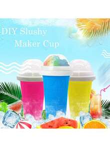 Tasse à Slushie, Tasse à Slushie Magique DIY, Tasse à Slushie Portable pour Jus, Lait et Crème Glacée, Double Couche de Silice avec Couvercle et Paille pour Enfants, Amis, Famille (Disponible en 4 Couleurs)