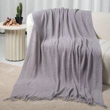 Blanket And Throw Blanket Sofa Blanket Office Nap Air Conditioner Blanket Knitted Yarn Solid Color Small Wool Blanket Bedroom Bedside Towel - trắng - Xem 2