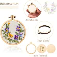 8 Packs Mini Embroidery Hoop Wooden Mini Stitch Hoop Ring For DIY Pendant Crafts, Round, Oval Vertical, Oval Horizontal