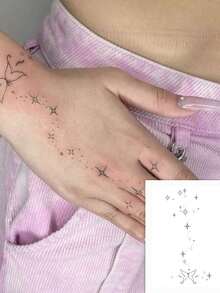 Washable Temporary Tattoo Stickers 1 Piece Of Pvc Multi-Element Small Fresh And Cute Style Star Butterfly Finger Tattoo Stickers Waterproof And Sweat-Proof, Suitable For Daily Use By People, Can Be Maintained For 1-3 Days