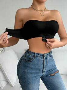 QMHWYA 2 Piezas de Sujetadores Bandeau Sin Tirantes y sin Aros para Mujer - Cobertura Completa & Levantamiento, Negro + Beige, Confortables Para Uso Diario o Ocasiones Especiales, Lavado a Mano No Forrados Diseño Minimalista Versátil Ideal con Capas Se Adapta Hasta Grandes Volúmenes Pecho Elegante Y Acogedor Estilo Moderno Invisible Perfectos Casual u Formal, Sostenes para Mujeres,Sujetador Push Up con Doble Acolchado,Sujetador para Mujer de Alta Calidad,Sujetador Push Up - Negro + color de piel - Ver 9