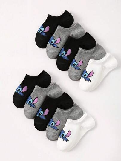 1/5/10/15 Pares de meias esportivas infantis/meninas, decoração com padrão de ponto travesso e desenho animado fofo, meias esportivas personalizadas, macias, respiráveis e que absorvem a umidade, meias casuais versáteis de renda, adequadas para uso diário de estudantes, presentes de Natal, viagens ao ar livre, volta às aulas, cor e estilo aleatórios