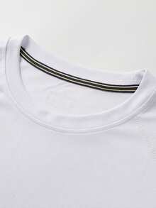 1 pieza Camiseta deportiva de manga larga de compresión delgada y ajustada para hombres, camiseta transpirable que absorbe la humedad para correr y entrenar - Blanco - Ver 5