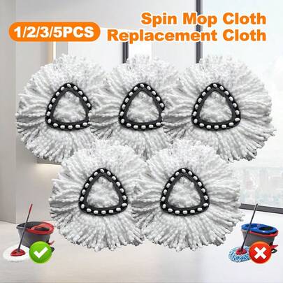 1/2/3/5 piezas de repuesto para cabezales de fregona, adecuados para fregonas giratorias, recambios de microfibra súper para fregonas, compatibles con fregonas triangulares giratorias a 360 grados, fácil limpieza para pisos de la casa, suministros de limpieza de pisos para el hogar