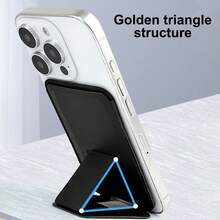 1 件可折叠皮革卡夹和手机支架，通用卡槽桌面支架 - 彩色 - 查看 5