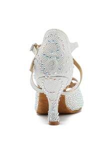 A Pair Of Shiny Rhinestone Women's Latin Dance Shoes Wear-Resistant And Slip-Resistant 7.5cm Dance High Heels Soft Bottom Comfort Tango Salsa Dance Shoes Indoor Party Shoes Rhinestone Wedding Shoes