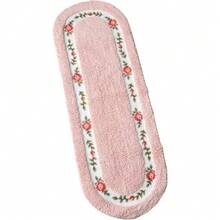 Rose Floral Area Rug - 17.71"X49.21" Super Soft Non-Slip Bath Mat, Absorbent Floral Runner For Bathroom, Bedroom, Kitchen, And Living Room Decor (Pink Or Green) - Màu hồng xinh xắn - Xem 1