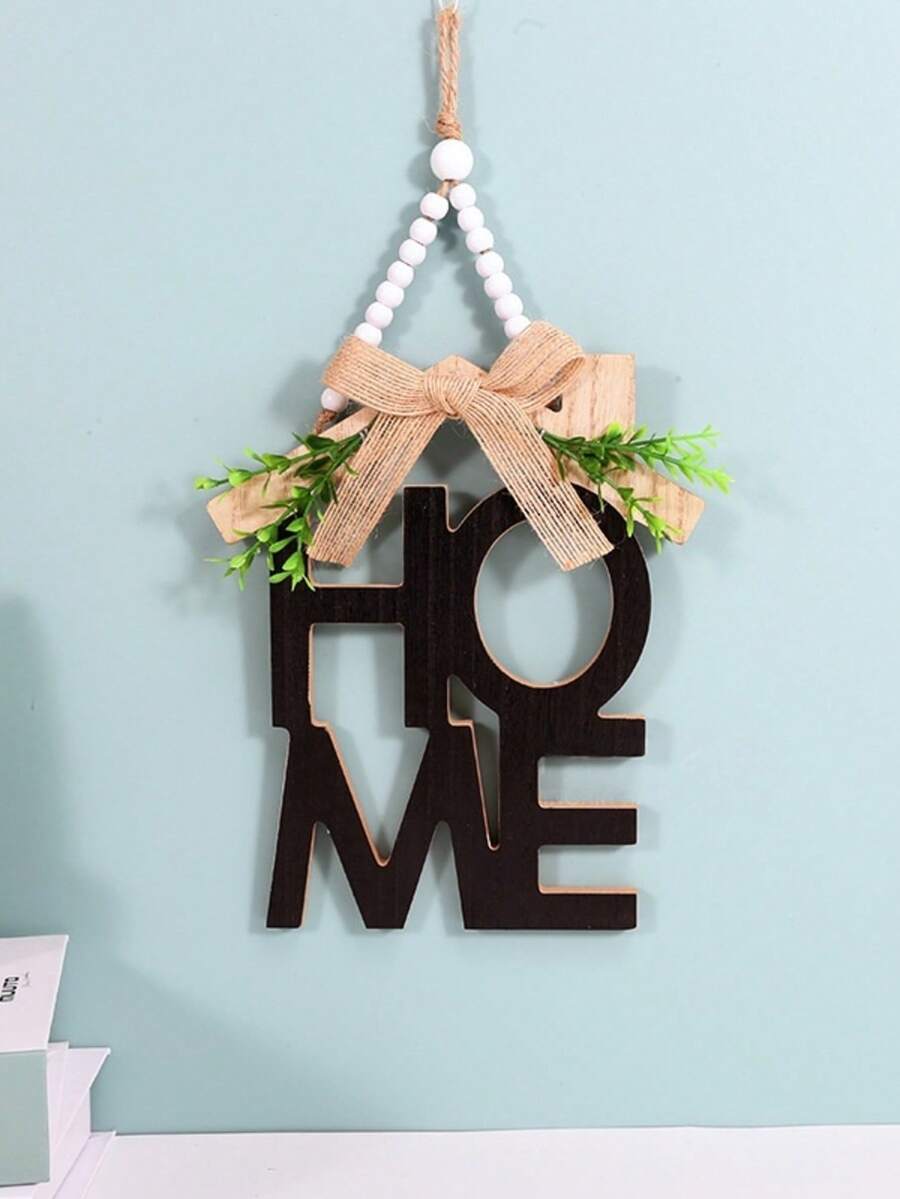1pc Wooden Decorative Hanging Sign, "HOME" Plaque Decor, Rustic Style, Warm Holiday Gift, Suitable For Home Decor, Housewarming, Wedding Decoration, Room And Holiday, Farmhouse Wall Hanging - Multicolor - View 1