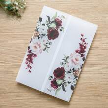 20个5x7英寸邀请卡透明牛皮纸套，花卉图案牛皮纸封面，透明卡片夹 - 彩色 - 查看 2