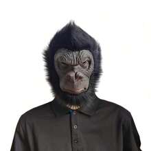动物全脸猴子面具，大猩猩面具服装化妆舞会搞笑动物头饰，万圣节派对服装道具 - 公鸡、牛、狮子、老虎、鸽子、老鼠、青蛙、考拉、恐龙、鹦鹉、小黄鸭、圣诞节