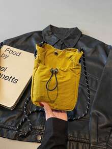 运动旅行小号单肩包 - 女士纯色斜挎手机包，带拉链口袋 | 休闲简约零钱包和耳机收纳包 | 轻便时尚布包，适合跑步、旅行和校园生活 | 多功能斜挎包，可装手机、钱包、返校必备品和日常穿搭配饰，小巧便携 - 彩色 - 查看 3