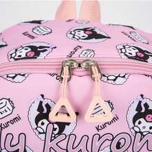 Sanrio 四件套 - 三丽鸥库洛米和美乐蒂时尚背包、铅笔盒、零钱包和午餐盒套装，可爱卡通印花，手提袋、背包、铅笔盒、零钱包，可爱的紫色和粉色套装，涤纶内衬，可爱动物印花，拉链封口，可手洗，休闲校园风女款