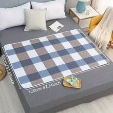 Washable Mattress Protector, Unisex Incontinence Mattress Pad, Reusable Mattress Cover, Non-Slip, Blue Plaid