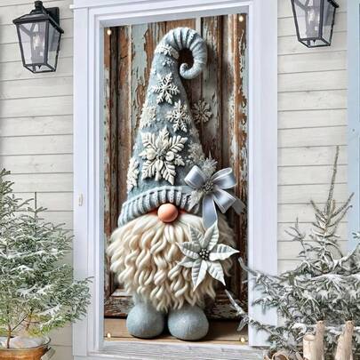 1pc Christmas Dwarf Door Cover - Multipurpose Polyester Banner, Suitable For Porch And Entryway, Great For Holiday Celebrations