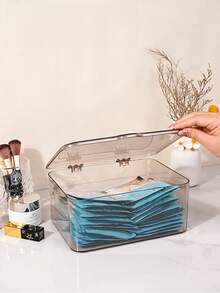 1 szt. Przezroczyste akrylowe pudełko do przechowywania akcesoriów do włosów z klapką, przezroczyste, pyłoszczelne, na spinki do włosów, opaski na głowę, gumki do włosów, spinki do włosów i drobne akcesoria, idealne do toaletki, komody, łazienki i na prezent