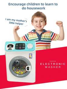 Children's Toy Washing Machine, Pretend Play Household Appliances Toys ,With Light And Sound Effects,Simulate The Process Of Washing Clothes,Pretend Toys ,Household Appliances Toys, Roleplay Game, Unisex Educational Toy, Festival Birthday Gift,Kids Toys,Mini Simulation Home Appliance Toy,Baby Toys,Girls Toys,Kids Games,Toddler Toys