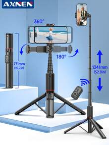 AXNEN Giá đỡ điện thoại xoay đa góc, gậy selfie cầm tay có đèn chiếu sáng và điều khiển từ xa Bluetooth không dây, chân đế điều chỉnh được cho điện thoại thông minh Android/IOS, quay vlog, ổn định video du lịch. - Nhiều màu - Xem 3