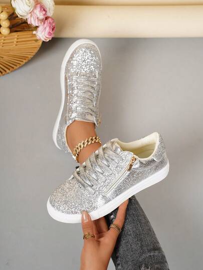 女士休闲运动鞋，四季舒适运动鞋。经典系带滑板鞋，带侧边镂空拉链，圆头家居拖鞋