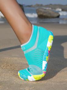 ZVB Couples Water Shoes Suitable For Barefoot Lovers, Soft-Soled Women's Beach Shoes For Swimming, Diving, Outdoor Quick-Drying Summer Sandals, Fishing Water Shoes, Non-Slip Breathable Wading Shoes - 青碧色 - 查看 2