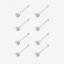 8pcs 1.5/2/2.5/3mm Cubic Zirconia Nose Piercing Jewelry Nose Studs, I L Shaped Shiny Crystal Bone Nostril Piercing Jewelry - Straight - View 6