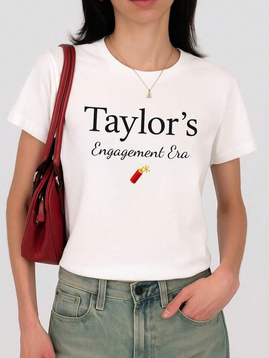 Taylor Engagement Era Long-Sleeve Tee, Taylor-Inspired Engagement Era Shirt, Comfy Cotton, Soft & Re - trắng - Xem 1
