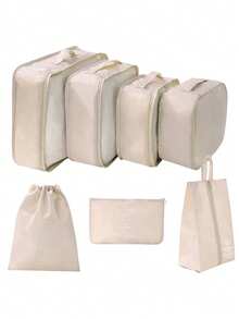 8件套收纳袋套装 - 轻便旅行行李整理袋，带鞋袋，适用于背包/行李箱衣物收纳，大学宿舍及度假必备 - 彩色 - 查看 16