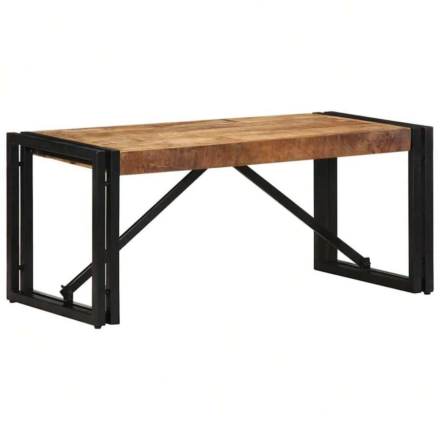 Coffee Table 80x40x35 Cm Solid Rough Wood Mango - Brown - View 1