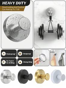 Schwere Edelstahl Saugnapf Haken, Wandmontage Handtuchhalter, einfache Installation, lackierte Oberfläche, modischer Stil für Badezimmer, Küche, Handtücher, Kleidung, Accessoires, Wandmontierter Kleiderständer, Kleiderständer, Kleiderbügel, Aufhängehaken, Aufhänger, Raumdekoration, Türgarderobe, Wandhalter, Kleiderschrank Organizer, Schlüsselhalter