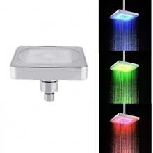 7-Color Changing LED Shower Head, High Pressure Illuminated Shower Head, 6-Inch Square Rainfall Shower Head With Lights, Chrome Plated