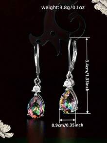 一对奢华立方氧化锆水滴耳环，女士珠宝礼物，适合婚礼、订婚、周年纪念、派对、情人节等场合 - 1# - 查看 8