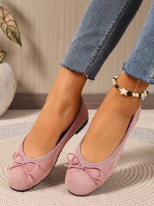 新款时尚简约百搭马卡龙色丝带系带芭蕾平底鞋小众休闲鞋 - 粉色 - 查看 7