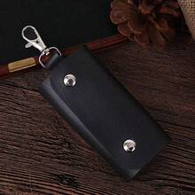 Bolsa de almacenamiento de llaves unisex, bolsa de llavero de cuero premium para hombres y mujeres, cartera de llavero con 6 ganchos y cierre con cremallera para hombres, billetera, monedero, cartera de bolsillo mini