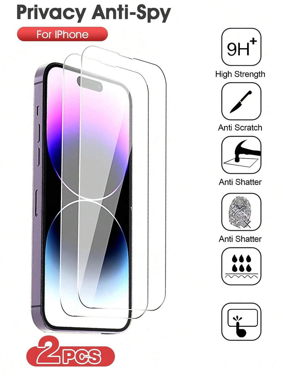 Easypie Selection 2 件超清晰、防刮、防摔高铝手机钢化膜，兼容 Apple Phone 17/17pro/17pro Max /17air/7/8/Plus、X/Xs/XS Max、11/11pro/11 Pro Max、12mini/12/12 Pro/12 Pro Max、13/13mini/13 Pro/13 Pro Max、14/14 Plus/14 Pro/14 Pro Max、15/15Plus/15Pro - 2PCS - 查看 1