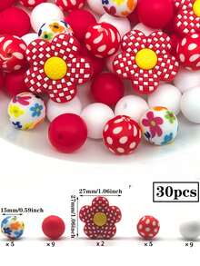 32 hạt silicon hỗn hợp để làm đồ trang sức tự làm - Hoa văn hoa màu hồng, sọc và ô vuông có tâm màu vàng - Hoàn hảo cho vòng cổ, vòng tay, móc chìa khóa và các dự án thủ công, Vật tư dự án thủ công | Kiểu hạt caro | Kết cấu hạt xúc giác, Hạt nhân vật silicon - Nhiều màu - Xem 17