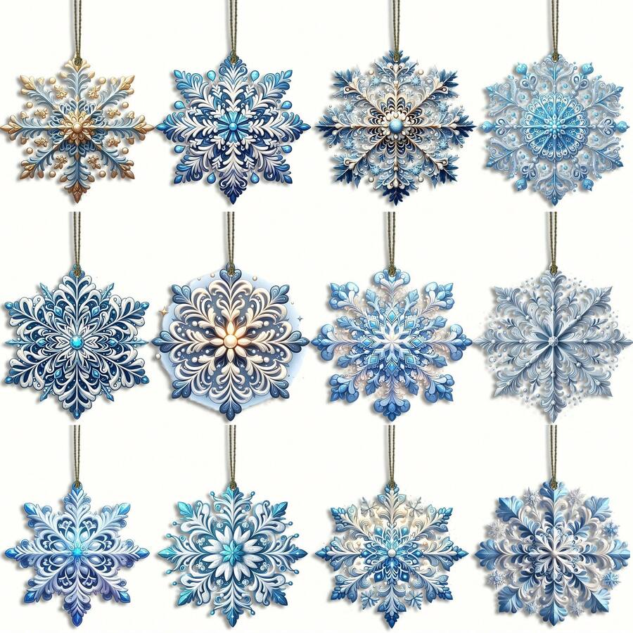 Kreative blaue Schneeflocke-Themen-Dekoration Weihnachts baum party dekorative Schrank anhänger aus Holz