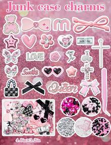 Junk Case Charms,Junk Case Kit For Customizing Diy Cases,With Cute Bow,Flatback Pearls,Letter Beads, Aesthetic Big Decor For Personalization - Cute Pink - View 3