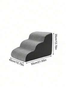 Small/Medium Dog Pet Stairs - Non-Slip Removable Steps, Thick Memory Foam Gradual Slope Ladder, Protects Spine & Joints - Grey - View 15