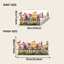 Daisy Fence Flower Painted Wall Stickers, Floral Art DIY Wall Decals Removable Vinyl Peel And Stick For Kitchen Nursery Living Room Bedroom Decorations Wall Decor Kitchen Decor Home Decor