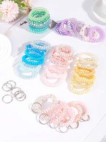 1pc/7pcs Small And Convenient Bright Surface Colorful Spring Wrist Coil Keychain, Coil Bracelets Keychain, Coil Keychain, Stretchable Spiral Bracelet Wrist Coil Key Chains School Car Accessories Cute Goth Y2k Bag Accessories Lanyards With Id Holder Car Accessories Bag Charms Car Teacher Friend Sister Gift Ideas - Multicolor - View 2