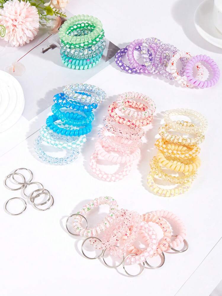 1pc/7pcs Small And Convenient Bright Surface Colorful Spring Wrist Coil Keychain, Coil Bracelets Keychain, Coil Keychain, Stretchable Spiral Bracelet Wrist Coil Key Chains School Car Accessories Cute Goth Y2k Bag Accessories Lanyards With Id Holder Car Accessories Bag Charms Car Teacher Friend Sister Gift Ideas - Multicolor - View 2