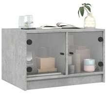 Coffee Table With Glass Doors Concrete Grey 68x50x42 Cm - Grey - View 5