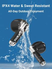 PHILIPS Écouteurs intra-auriculaires sans fil véritables à annulation de bruit adaptative Bluetooth 5.3 TAT1168 - 24h d'autonomie, charge rapide, étanche IPX4, ultra-légers et confortables pour la course, l'entraînement, le sport et le bureau - Noir - Voir 10